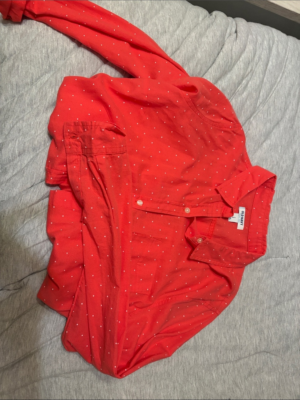 Old Navy orange(salmon?) Button-Down Shirt with Tiny White Dot Print